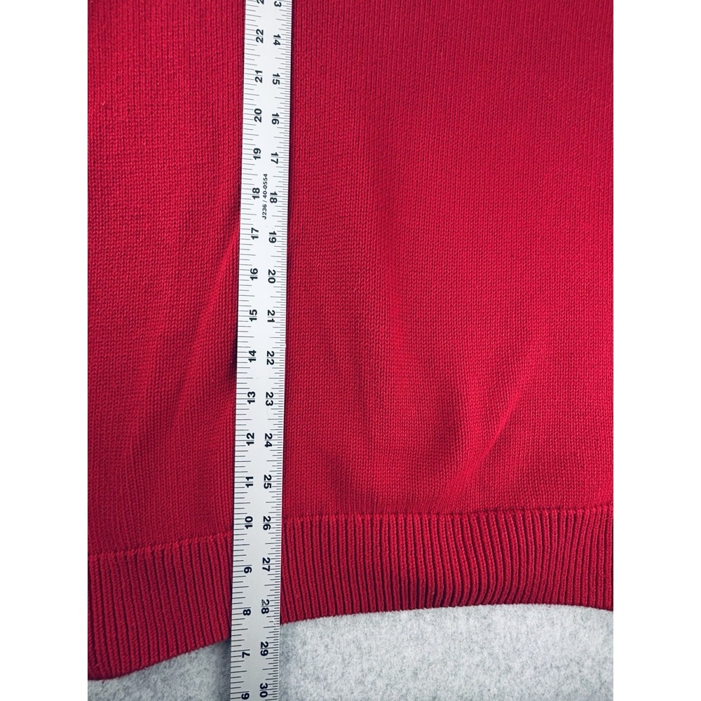 Chaps Ralph Lauren Sweater Men's Large Red Cable Knit Pullover Embroidered Crest - Picture 7 of 9